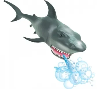 Grey shark with animated water coming out of it's mouth